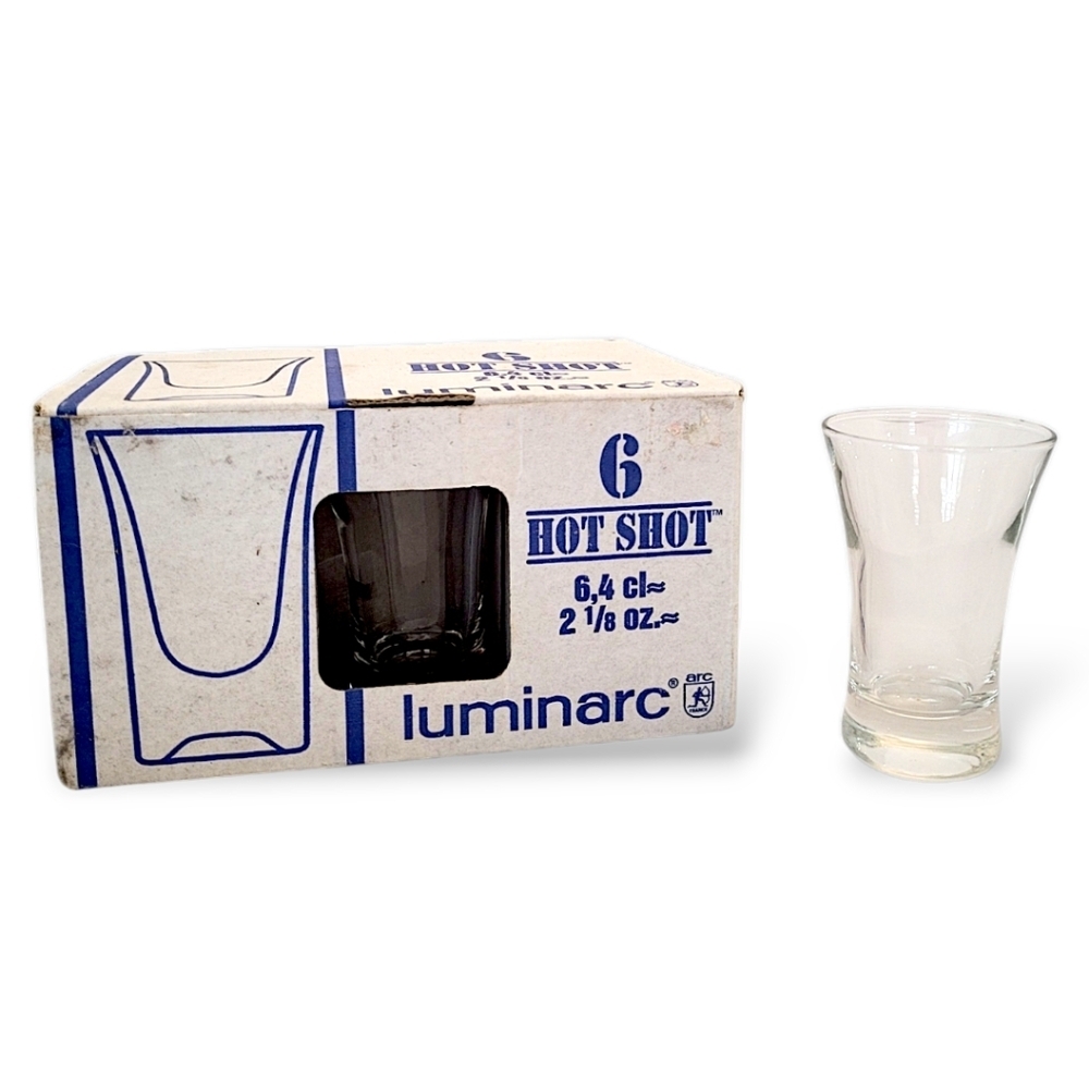 1990s Luminarc France 2oz Hot Shot Doubles Glasses - 6pc
